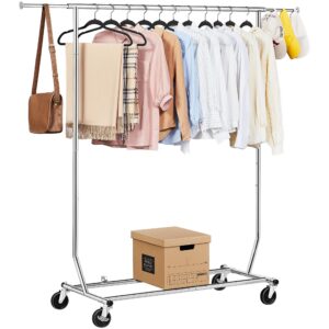 Yaheetech Höhenverstellbarer Kleiderständer für Damen und Herren im Schlafzimmer und Badezimmerszenarien mit Rollen und