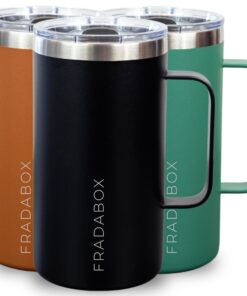 FRADABOX® Premium Edelstahl Thermobecher „Neri“, Spülmaschinenfest, Thermotasse für Kaffee to go, doppelwandig vakuumiso