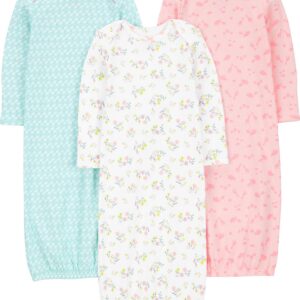 Simple Joys by Carter's Baby-Mädchen Nachthemden (3er Pack) für Kinder OEKO-TEX STANDARD 100