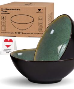 Ramen Schüssel Set 2 Keramik 20cm Suppenschale (Grün)