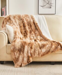 EMME Flauschige Felldecke Warm für Sofa und Bett (Tie Dye Braun, 130 x 150 cm) OEKO-TEX STANDARD 100 EMME Pelzige Kusc
