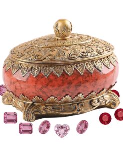 Antike Schmuckschatulle - goldener Vintage-Schmuck-Organizer für Damen | Ehering-Etui, ovale Schmuckkästchen | 6x4 cm