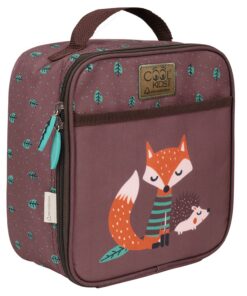 PERLETTI Thermo Lunchbox für Kinder - Isolierte Brotbeutel mit Fuchs-Igel-Print in Recyceltem Kunststoff | Grundschule u