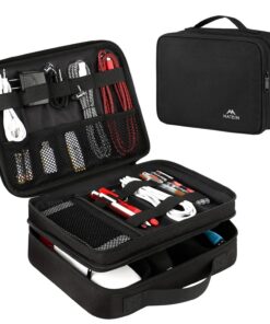 MATEIN Groß Kabeltasche mit Drei Fächer für Handy, Lagerung und Reise Schwarz