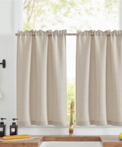 Vangao Modern Vorhang Küche 70Bx60H cm Bistrogardine 2er Set mit Stangendurchzug für Wohnmobil OEKO-TEX STANDARD 100 Van