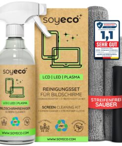 500ml Bildschirmreinigungsspray + 3X Mikrofasertuch: 40x40cm, 30x30cm | Reinigungsflüssigkeit für Smartphone, Laptop & T