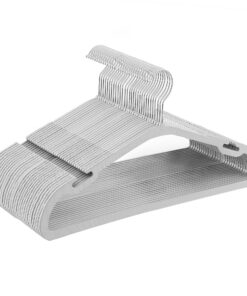 SONGMICS Kleiderbügel Set, 30er Stange, Platzsparend, 360° Drehbarer Haken, für Garderobe, grau CRP065G01