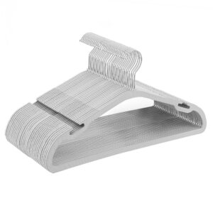 SONGMICS Kleiderbügel Set, 30er Stange, Platzsparend, 360° Drehbarer Haken, für Garderobe, grau CRP065G01