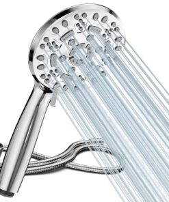 Cobbe Wassersparender Duschkopf mit Schlauch und verschiedenen Strahlenarten für Energiebewusste (Chrom) Cobbe Hochdru