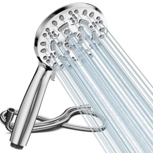 Cobbe Wassersparender Duschkopf mit Schlauch und verschiedenen Strahlenarten für Energiebewusste (Chrom) Cobbe Hochdru