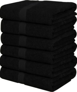 Utopia Towels - 6-Packs mittelgroße Badetücher, 100% Baumwolle, Aufhängeschlaufen, Schwarz, saugfähig und weich (60x120