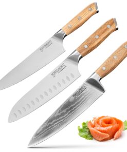 Moritz & Moritz Profi Messerset – ultrascharf, Ergonomisch und langlebig für Hobbyköche - 3-teilig Koch-, Santoku- und D