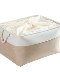 Mangata Stoffaufbewahrungsbox groß Schrank für Kleidung und Spielzeug - faltbar, XXL, helles Khaki Weiß