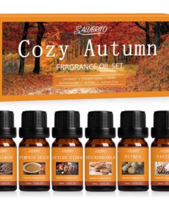 SALUBRITO Herbst Ätherische Öle Set für Diffuser - Zimt, Kürbisgewürz, gewürzter Apfelwein, Snickerdoodle, Vanille, Musk