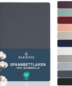 BARBONS Spannbettlaken 100% Baumwolle - Oeko-TEX Zertifiziert für Matratzen bis 27 cm - Ideal für Familien im Sommer - C