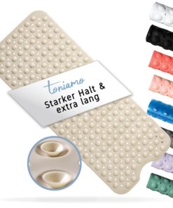 Toniamo rutschfest Badewannenmatte 100x40 cm | Antirutschmatte Badewanne antibakteriell & maschinenfest |ɑnti Rutschmatt