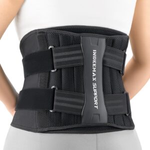 INDEEMAX Rückenstützgürtel Atmungsaktiv für Männer und Frauen, Verstellbarer Ergonomischer Taillengürtel mit 3D Lordosen