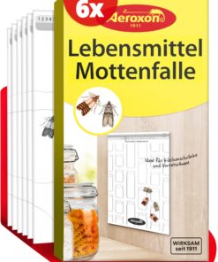 AEROXON Lebensmittelmottenfall - 6x Mottenfall, zur Befallsermittlung geeignet - Zuverlässiger Lebsemittelschutz