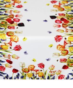 **KAMACA Frühling Sommer Bunte Blüten Waschbare Tischläufer Küche Esstisch Dekoration** | **KAMACA Bunt Blumen Waschbar