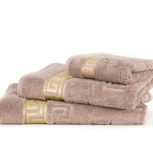 Arle-Living Luxus Medusa Duschtuch 70x140 cm - Sahara/Beige/Hell Braun - finest Baumwolle/High Flusse Frottee mit Medusa