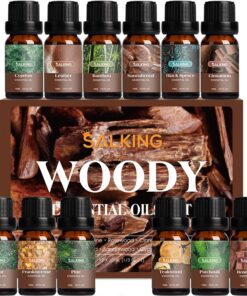 SALKING Holziger Ätherische Öle Set, 12x10mL Aromatherapie GeschenkSet für Diffuser, ideal für Einrichtung und Wohlfühle