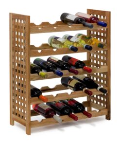 Relaxdays Weinregal für 25 Flaschen Walnuss - 73x63x25 cm Holzregal mit 5 Etagen, gefeuchtet mit Walnussholz, ideal für