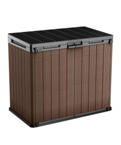 KETER Store-It-Out Darwin 1150L Gartenbox, wasserabweisend, für 2x 240L Mülltonnen, braun, 141x82x120 cm