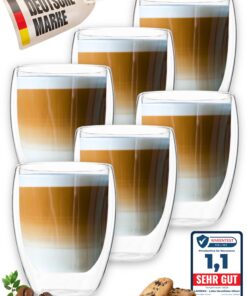 Latte Macchiato Gläser doppelwandig 6er Set 350ml Borosilikatglas