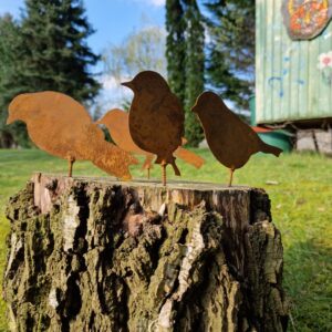 Allrounda Rost Vögel mit Schraube für Holz - Gartendeko - Dekoration in Rostoptik Herbst - Hohe Stabilität - Fest Verank