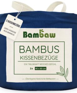 Bambaw atmungsaktiver Küchsenbezug 40 x 80 Bambus, Bettwäsche für Allergiker (Marineblau) Bambaw haarschonender Küchse