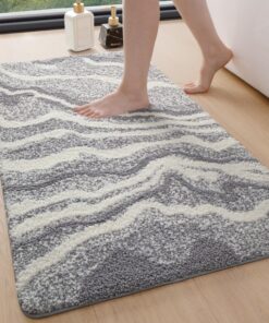 DEXI Rutschfeste Badematten & Badteppiche 61 x 92 cm, Saugfähig für Dusche & Waschküche, weich & waschbar für Badezimmer