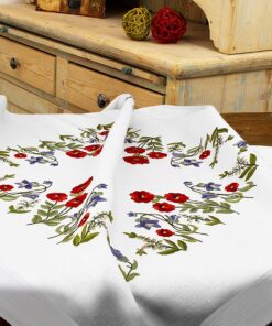 KAMACA Mohnblumen Stickset für Erwachsene - Vorgezeichentiefe Plattstich Stickpackung MD 80x80 cm Top Seller