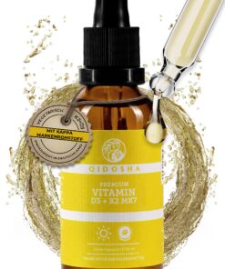 Premium Vitamin D3 K2 Tropfen, 1000 I.E. je Tropfen, hoch bioverfügbar, vegetarisch, Wirkstoffmenge bestätigt, 50 ml, pe