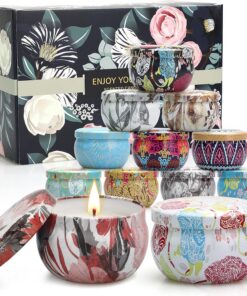 Duftkerzen Geschenkset, 12 Stück Aromatherapie Kerzen mit Sojawachs in Dosen, Kerzen Deko für Frauen und Mutter Liebhabe