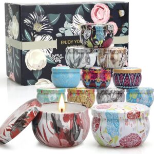 Duftkerzen Geschenkset, 12 Stück Aromatherapie Kerzen mit Sojawachs in Dosen, Kerzen Deko für Frauen und Mutter Liebhabe