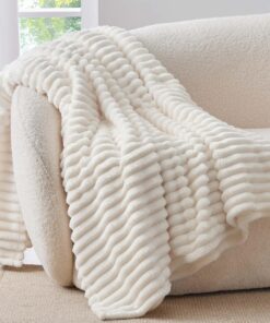 BEDELITE Flauschig Kuscheldecke Elfenbein Weiß 125x150 für Sofa und Wohnraum | WEIDE BEDELITE Flauschige Decke Elfenbei