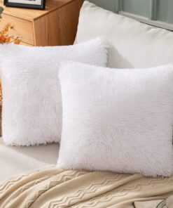 EMEMA Kunstfell-Kissenbezüge, luxuriös-weicher Fleece-Schlafzimmer- und Couchdekoration, flauschig, quadratisch, 45x45 c