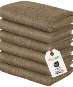 Homeit Set mit 6 Handtüchern für Gesicht und Hände – extra weich und saugfähig – Made in Italy – Braun OEKO-TEX STANDARD