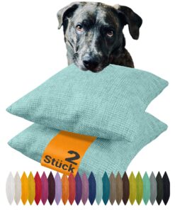 NplusEins 2er Pack Kissenhüllen mit Struktur-Muster - Polsteroptik 617.767 - Türkis Meliert - OEKO-TEX STANDARD 100 - Ki