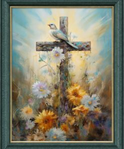 Kreuz Stickerei Kit 11ct - Vogel und Kreuz 33x43cm für Anfänger - Vordruck Stickerei Leinwand