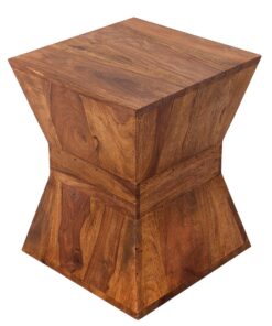 Invicta Interior Design Beistelltisch Pyramid 45cm massiver Holz Hocker Sheesham Stone Finish Holzhocker Holztisch moder