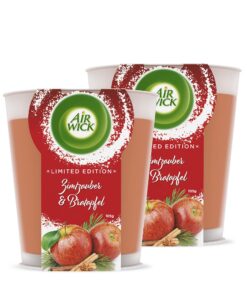 Air Wick Wohlfühl-Duftkerze im Glas - Duft: Zimtzauber und Bratapfel - Für gemütliche Abende - Natürliche Duftdauer bis