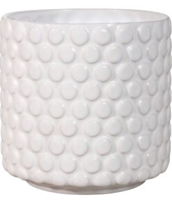 Retro Übertopf Nordring für Zimmerpflanzen, Vintage Blumentopf in Weiß, Keramik (Dotty M, 12,5 cm Ø)