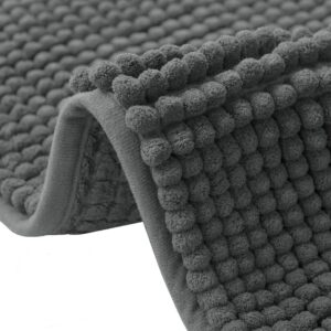 Flintronic Badematte, rutschfest Waschbar, Weich Chenille Duschvorleger, Badteppich für Dusche Badewannen (Grau)