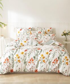 Luofanfei Blumen Bettwäsche Bunt Pflanzenmuster 135x200cm Einzelbett Frühling Sommer Set