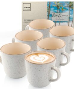 SÄNGER Rio Creme | Kaffeebecher multifunktional für 6 Personen, spülmaschinen- und mikrowellenfest, cremefarbene Kaffeet