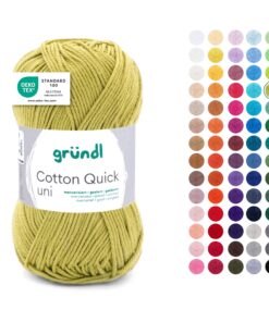 Gründl Wolle Cotton Quick - Hantierbares Strickgarn zum Häkeln - Hautfreundlich und glänzend - 100% Baumwolle - 1 Knäuel