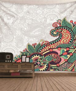 CEVAN Baumwolle Wandbehang Vintage Filigrane Blumenmuster 240x220cm