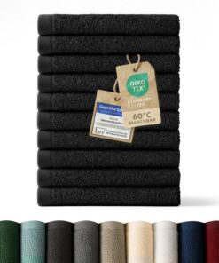 Blumtal Premium Frottier Gästehandtücher Set 12 teilig - Oeko-TEX zertifiziert - Ultra saugstark - Handtücher Schwarz OE
