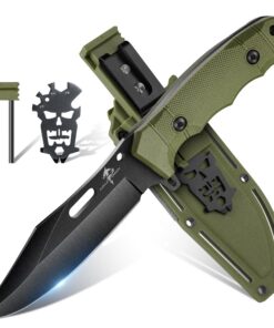 Purple Dragon Grünes Outdoor Messer mit Kydex Scheide - Full Tang D2 Stahl - Survival Messer für Outdoor Aktivitäten - G